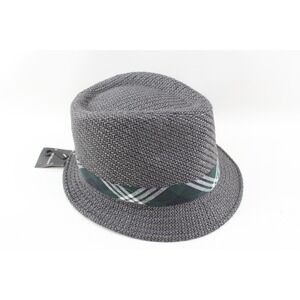 NEW - ASTON GREY FEDORA TWEED HAT MEN'S ONE‎ SIZE GREEN PLAID BAND